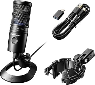 AT2020USB-X Cardioid Condenser USB Microphone (Black) and Audio-Technica AT8455 Shock Mount