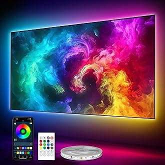 PANTON VILLA LED Lights for 55-75 Inch TVs, 16.4FT ICRGB TV LED Backlight Kit with APP & Remote Control, Music Sync, USB Powered