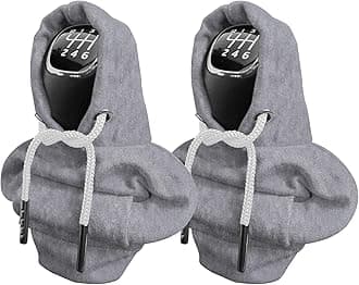 Kutyun 2PCS Gear Shift Cover, Car Shift Cover, Shift Knob Hoodie, Winter Warm Mini Hoodie for Car Shifter, Funny Car Accessories Shift Knob Cover Universal for Cars, Truck, SUV (Gray, 2PCS)