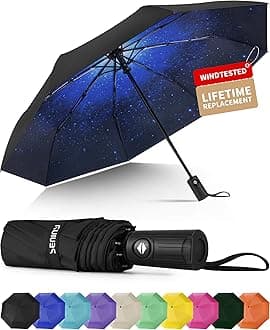 Windproof Travel Umbrella, Automatic Umbrellas for Rain, Portable & Compact Umbrellas for Backpack, Strong UV for Protection, Folding Small Sun Umbrella for Car, Walking