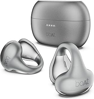 Airdopes Loop OWS Earbuds w/Clip-On Fit, Air Conduction Tech, 50HRS Battery, 4Mics ENx, Dual EQ Modes, 12mm Drivers, 40ms Latency, ASAP Charge, OWS Ear Buds in Ear Bluetooth Earphones(Cool Grey)