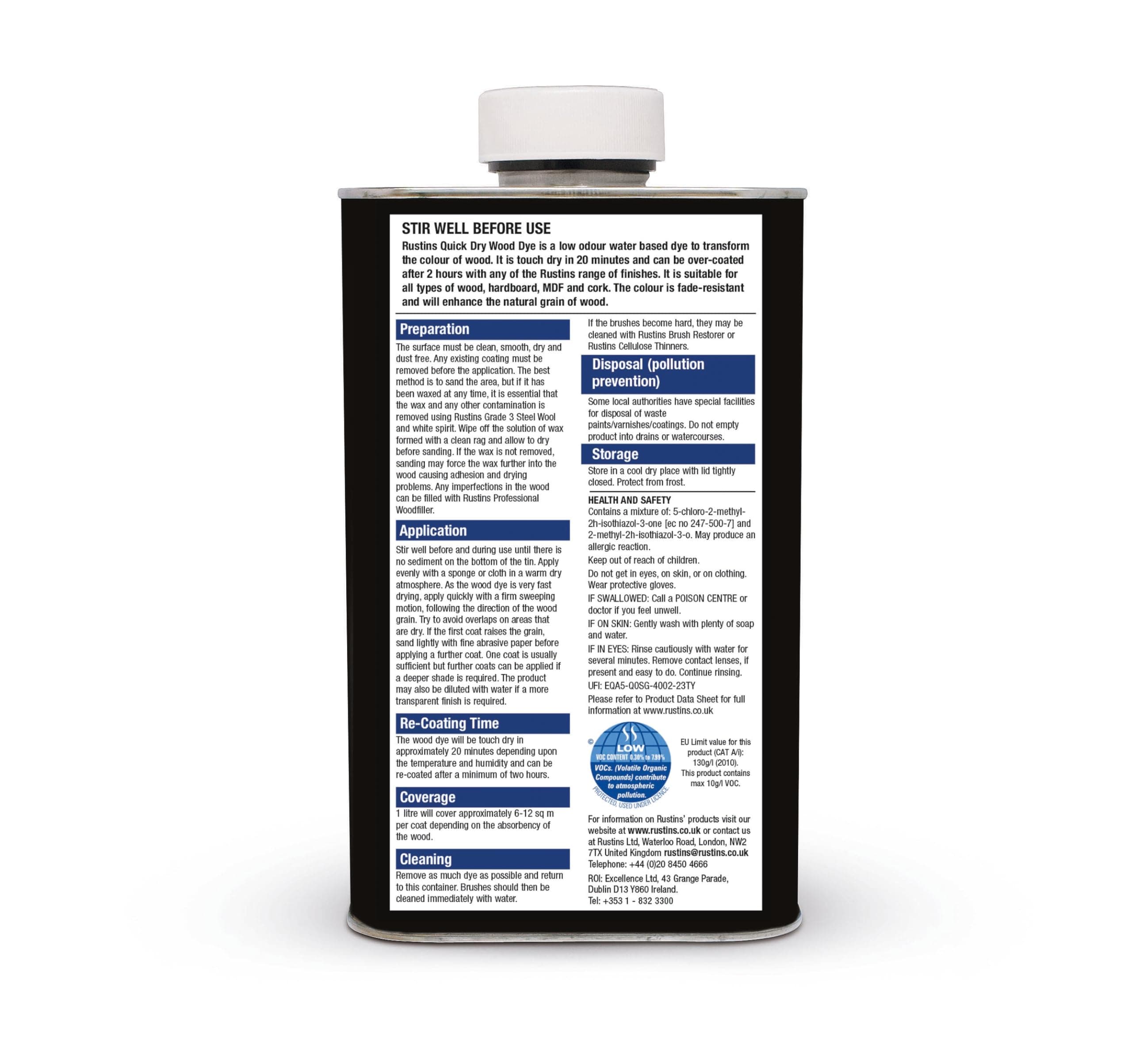 Rustins Quick Dry Wood Dye White 250ml