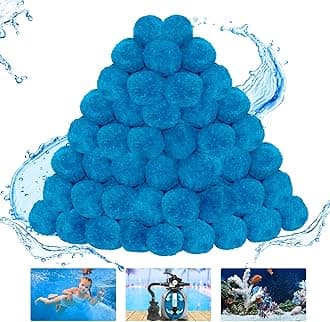 1.8 lbs Pool Filter Balls, New Upgrade Efficient Swimming Pool Filter Sand Alternative, Reusable Eco-Friendly Blue Filter Media Balls, Replace 70 lbs Filter Sand, Lasts for Several Seasons