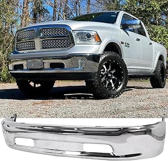 Front Bumper Compatible with 2013-2018 Dodge Ram 1500, Chrome Truck Automotive Steel Replacement Bumpers Face Bar, without Fog Light Holes & Sensor Holes (Style B)