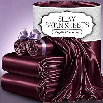 - Satin Bed Sheets - 4 Piece Luxury Silky Full Size Bedding Set - Softer Than Silk, Wrinkle-Free with 15” Deep Pocket Fitted Sheet, Perfect for Hair & Skin, Gifts for Women (Rosewood-01)