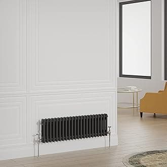 Warmehaus Traditional Radiator Double Column Black Horizontal Cast Iron Style Central Heating Radiator - 300x1010mm
