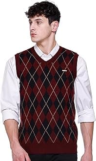 GODFREYWoolen V Neck Sleeveless Half Sweater for Man Winter Pullover