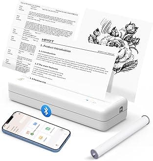 Inkless Wireless Printer for Home Offices & Travel, Supports 8" & 4" Thermal Paper Roll, Perfect for iOS Android & Laptops, Compact Printer for Bussiness Trips, No Ink Needed