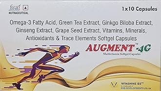 - Augment-4G Multivitamin with Omega-3 Fatty Acid,Ginseng, Green Tea,Ginkgo Biloba,Grape seed Ext.,Vitamins,Minerals,Antioxidants for complete Health,Energy,Stamina & Immunity(Pack of 30 Capsules)