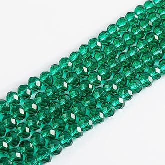 6mm Malachite Green Rondelle Glass Beads for Jewelry Making 850pcs Faceted Briolette Shape Crytal Spacer Beads Assortments Supplies Accessories for Bracelet Necklace for Wholesale