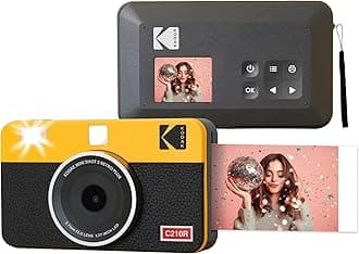 KODAK Mini Shot 2 Retro 2x3” Instant Digital Camera & Photo Printer, 8 Sheets, 2-in-1 Portable Print Camera, Bluetooth Smartphone Printer for iOS & Android, 4PASS Dye Sublimation, Yellow
