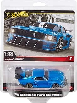 Hot Wheels Premium 1:43rd Scale Vehicle, 69 Modified Ford Mustang, Officially Licensed Replicas for Adult Collectors, Real Riders Tires, Metal/Metal Body & Chassis