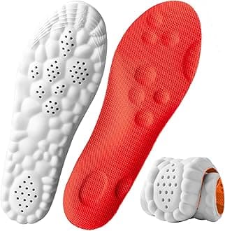 4D Cloud Steppers Insoles for Men and Women, Arch Support Insoles, Memory Foam Insoles, Shock Absorption and Cushioning Sports Shoe Insoles (Orange, M (Men 7-8 / Women 8-9)