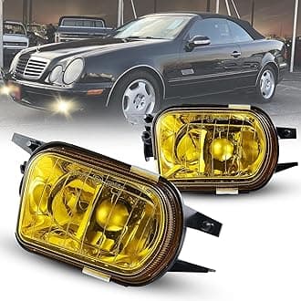 Fog Lights for Mercedes Benz C200 C230 C240 C320 C350 CL55/CL65/SL55/SL65 AMG CL500 CL600 CLK320 CLK500 SLK350 Base SL500 SL550 SL600 Convertible 2001-2009, A Pair (Yellow lens)