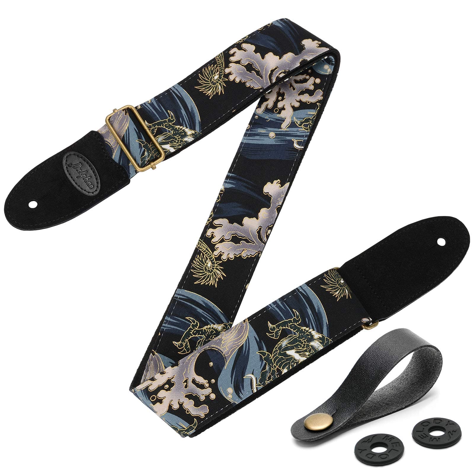 Guitar Strap Unique Pattern Design Shoulder Strap with Ties for Bass, Electric Guitar & Acoustic Guitars