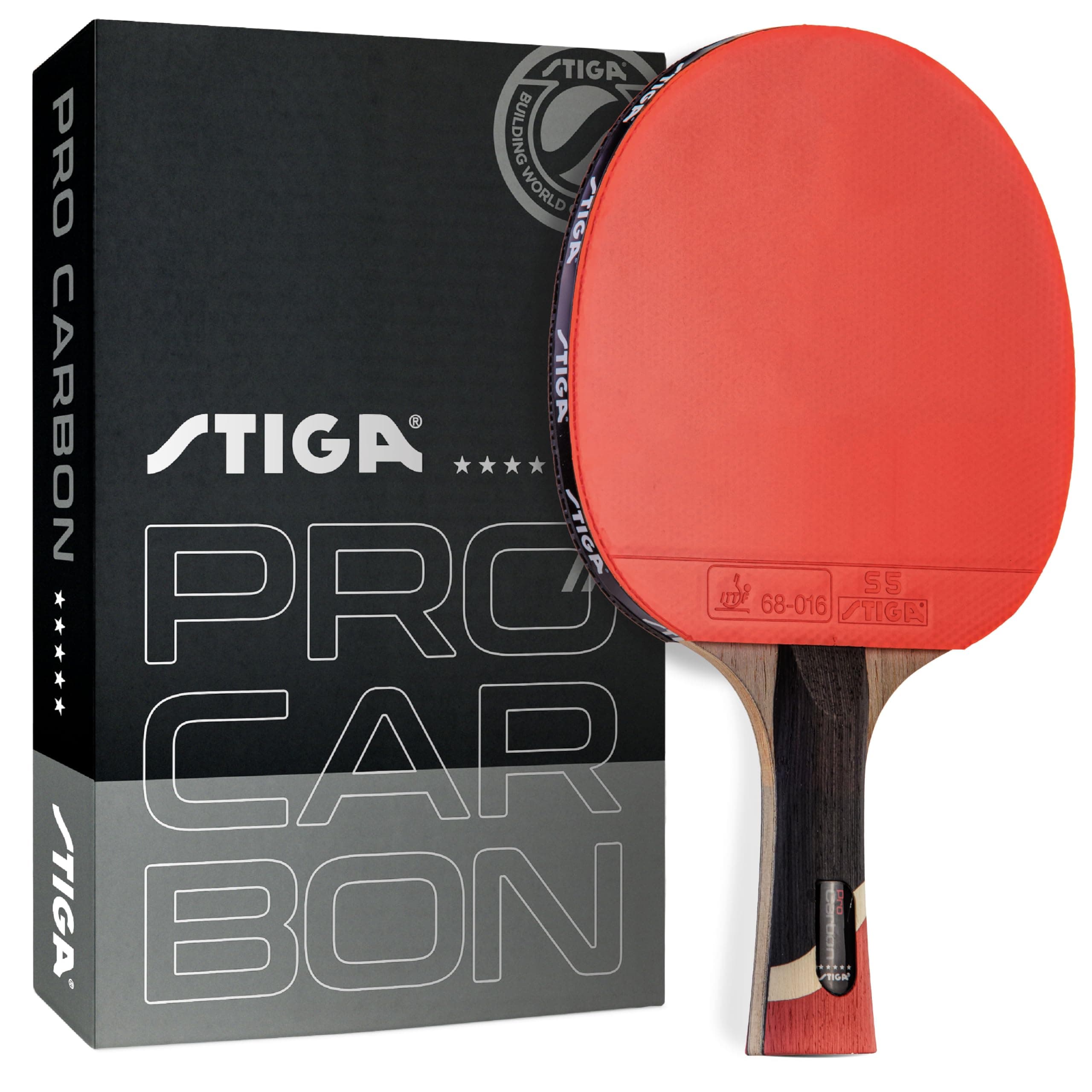 Pro Carbon Performance-Level Table Tennis Racket with Carbon Technology for Tournament Play - Red and Blue Colors