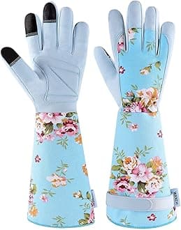 Long Gardening Gloves for Women, Breathable Flexible Fit, Comfortable Durable Work Gloves for Planting, Weeding & Outdoor Yard Activities, Blue Medium