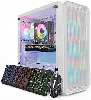 Gaming PC Desktop Computer, AMD Ryzen 3 3200G 3.6 GHz, Radeon RX 580 8G GDDR5, 16G DDR4, 1T SSD, 600M WiFi, BT 5.0, RGB Fan x 4, Windows 11 Home