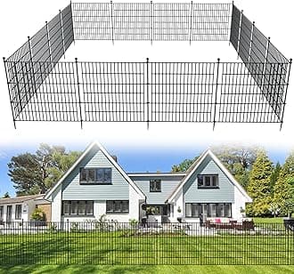 15 Panels No Dig Decorative Outdoor Garden Fence for Yard, 32 in(H) X 35.4 ft(L) Animal Barrier Fencing Rustproof Metal Wire Panel Border for Dog, Rabbits, and Patio Temporary Ground Stakes