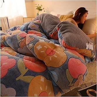 RRNAR Down Duvet, Cashmere Quilt, Quilt/quilts, Comforter, Winter Quilt Thicken Lamb Cashmere Duvet for All Seasons, Soft and Durable Heavy Quilts, Machine Washable,B,150x200cm(3.5kg) [Energy Class A]