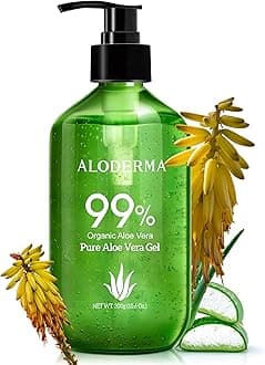 Aloe Vera Gel Made within 12 Hours of Harvest with 99% Pure Organic Aloe Vera - Pump Bottle - Ideal for Face and Body, Soothing & Hydrating Sunburn Relief, Great for Scalp & Hair - 10.6oz