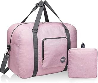 WANDF Foldable Travel Duffel Bag Luggage Sports Gym Water Resistant Nylon (Light Pink 40L)