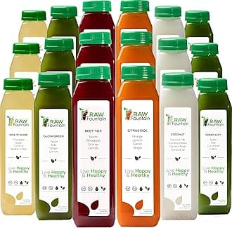 3 Day Juice Cleanse by Raw Fountain, All Natural Raw Detox Cleanse, Cold Pressed Juice Fast, Great Way to Jumpstart a Healthier Diet, Kosher, Vegan, NO Sugar Added, 18 Bottles 12oz