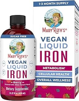 MaryRuth OrganicsLiquid Iron Supplement for Women, Men & Kids, Iron Deficiency, Immune Support, Sugar/Gluten Free, Vegan, Non-GMO, 15.22 Fl Oz