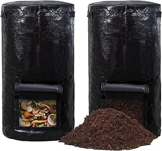 MyLifeUNIT Compost Bins Outdoor, Composting Bin for Outside Garden, Reusable Garden Yard Waste Bag, 34 Gallons (2 Pack, Black)