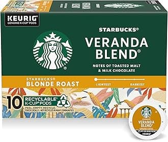 K-Cup Coffee Pods, Starbucks Blonde Roast Hot or Iced Coffee, Veranda Blend, 10 Keurig Pods