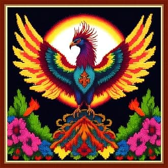 Findvoor Stamped Cross Stitch Kits for Beginners Full Range of Cross Stitching Embroidery Pattern for Adults, 11CT DIY Needlepoint Embroidery Starter Kits-Colorful Phoenix 17.7x17.7 inch