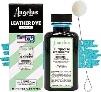 Angelus Leather Dye - Flexible Leather Dye for Shoes, Boots, Bags, Crafts, Furniture, & More 3oz, Dauber Included (Turquoise)