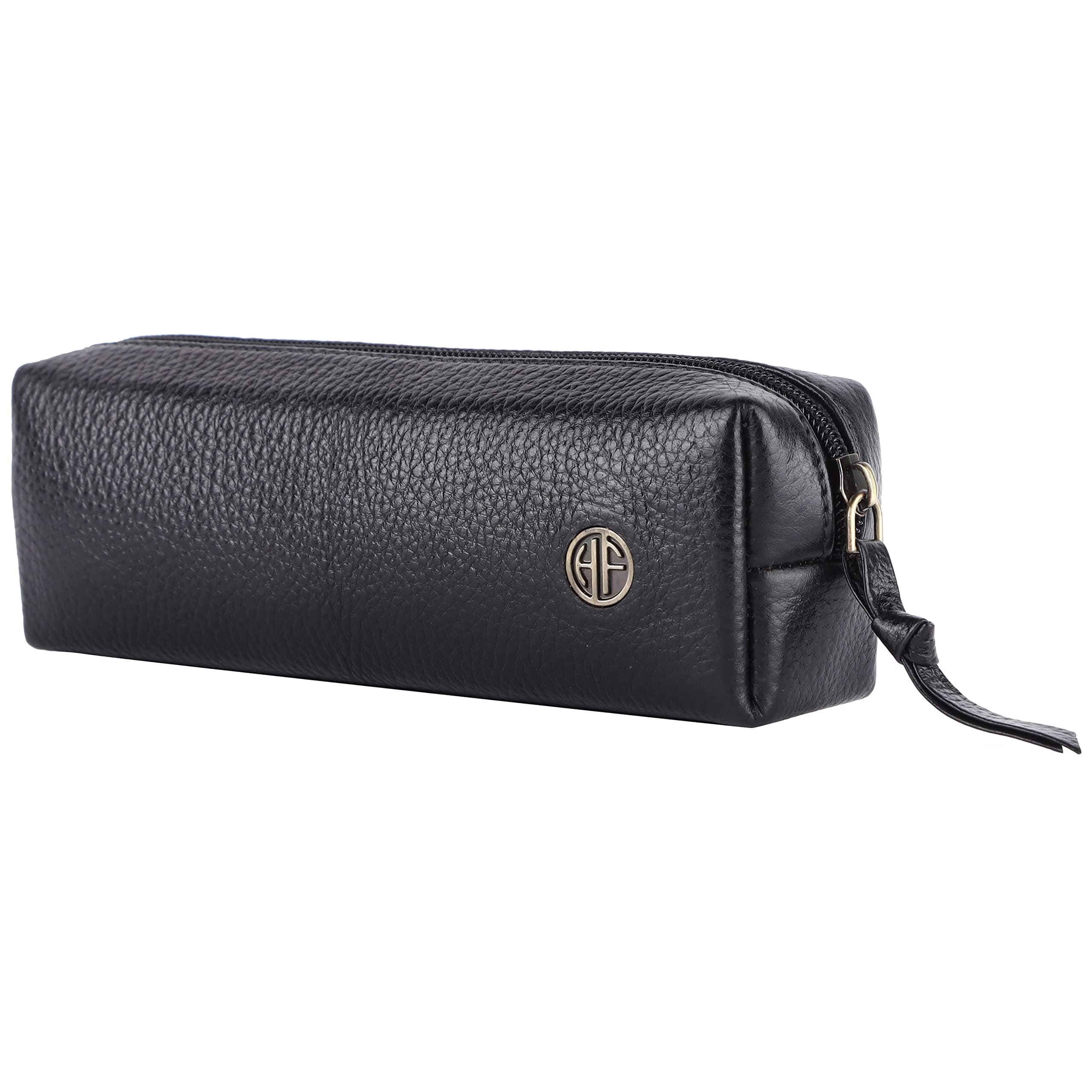 HAMMONDS FLYCATCHER Leather Utility Pouch - Multi-Use Genuine Leather Pencil Case, Cosmetic Pouch, Stationery Pouch, Coin Pouch, Makeup Brush Pouch for Women & Men - School & Office Organizer - Black