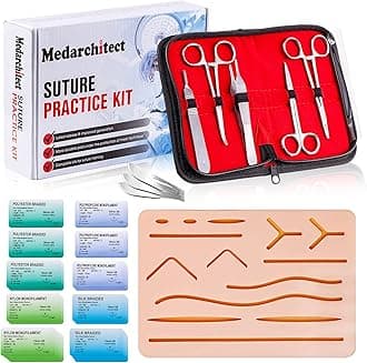 Medarchitect Suture Practice Complete Kit (30 Pieces) for Medical Student Suture Training, Include Upgrade Suture Pad with 14 Pre-Cut Wounds, Suture Tools, Suture Thread & Needle