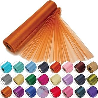 Trimming Shop 29cm x 25m Roll of Organza Sheer Fabric - Elegant Decorative Cloth for Wedding Chair Bows, Table Runners, Party Favours - Crafting Supplies for Ribbons, Dress Accents,and Bags, Orange#