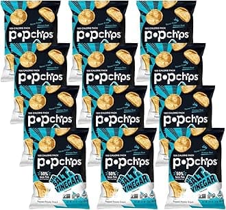popchips Potato Chips, Sea Salt & Vinegar, Gluten Free 5 oz Bags (Pack of 12)