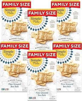 Almond Flour Crackers, Family Size, Fine Ground Sea Salt - Gluten Free, Vegan, Healthy Snacks, 7 Ounce (Pack of 6)