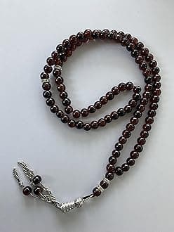 TasbeehGlass 99 Prayer Misbah Rosary Islamic Beads Counter Spiritual Round Beads (Mahogany)