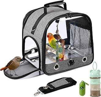 Bird Carrier Bag Bird Travel Cage with Stand, Small Bird Carrier for Parrot, Portable Bird Carrier Travel Bag, Pet Transparent Breathable Travel Cage