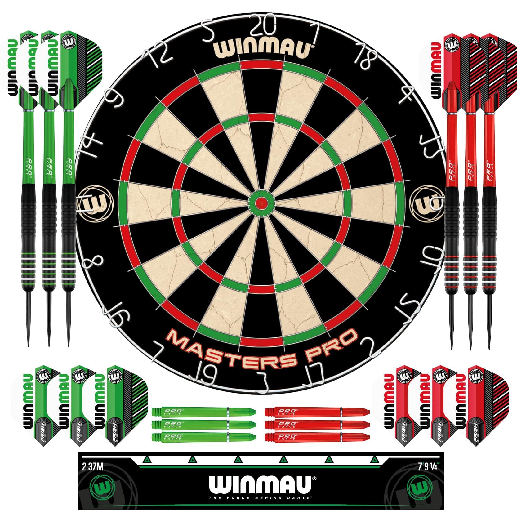 - Darts - Masters Pro Premium Bristle Dartboard Set - Includes Dart Board, Darts, Flights, Shafts and Oche Strip - Professional Steel Tip Darts & Dart Board for Adults