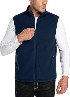 33,000ft Men's Fleece Gilets Lightweight Sleeveless Jacket Vest Windproof Bodywarmer Outerwear Golf Gilet With Zip Pockets for Hiking Cycling Running
