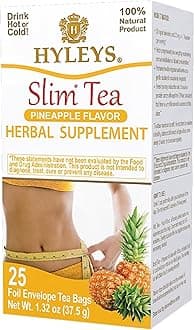 Hyleys Slim Tea Pineapple Flavor - Weight Loss Herbal Supplement Cleanse and Detox - 25 Tea Bags (6 Pack)