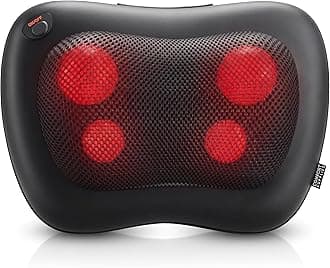 Back Massager, Neck Massage, Shiatsu Pillow with Heat, Deep Tissue Kneading Massager for Neck, Back, Shoulder, Legs, Electric, Muscle Pain Relax, Gifts for Women Men Mum Dad Him Her