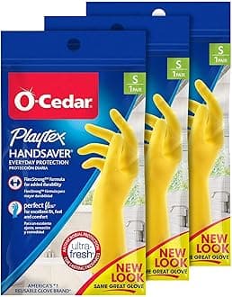 Playtex HandSaver Reuseable Rubber Cleaning Gloves (Small, 3 Pairs), Everyday Protection Reusable Household Gloves. (Pack of 3)