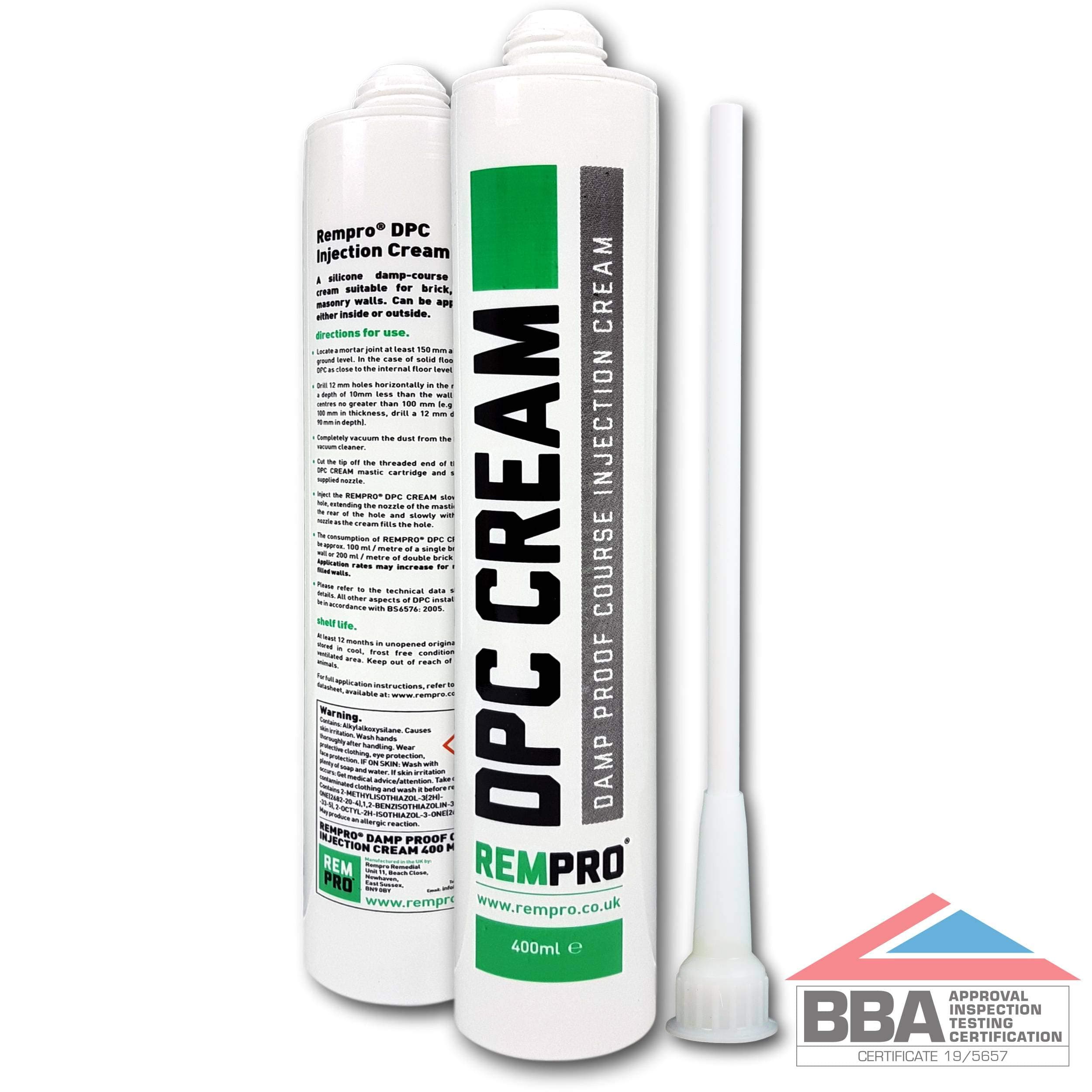 10 x 400ml DPC Damp Proofing Course Cream - Barrier Treatment & Control of Rising Damp in Walls - BBA Certified