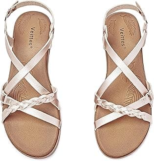 Veittes Women's Flat Slide Sandals - Casual Fashion Cross Strappy Braided Slip on Flat Summer Sandals.(2207023-2,GD/MF,7.5)