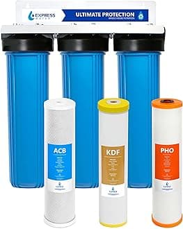 Express Water Ultimate Protection Whole House Water Filter System - 3 Stage Water Filtration System Heavy Metal Anti-Scale - Polyphoshate, KDF, Carbon Filters - Clean Drinking Water