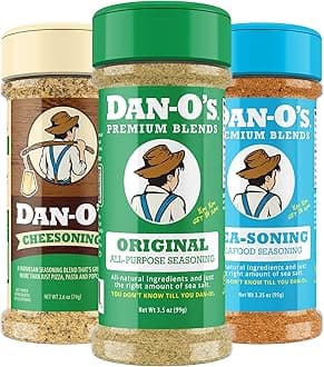 Dan-O's 3 Bottle Seasoning Set, Small Bottles, 3 Pack, Includes Cheesoning, SEA-soning and Original Seasonings, Sugar Free, Zero Calorie, Use this Seasoning Kit to Craft a Marinade, Dry Rub or Sauce