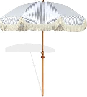 Seazul 7.5ft Patio Umbrella with Fringe, Beach Umbrella, Fringe Umbrella Outd...