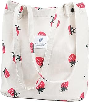 Corduroy Tote Bag Cute Tote Bags for Women Shoulder Bag with Inner Pocket for Work Beach Travel and Shopping Grocery